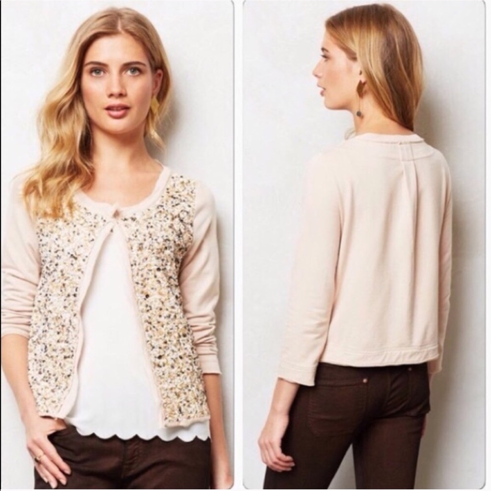 Medium Anthro Postmark Beaded Cardigan Paillette